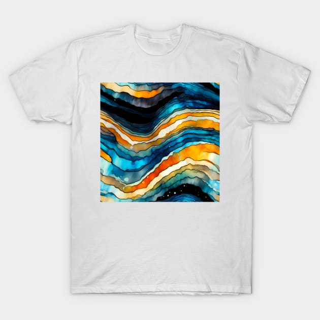 Alcohol ink waves pattern T-Shirt by craftydesigns